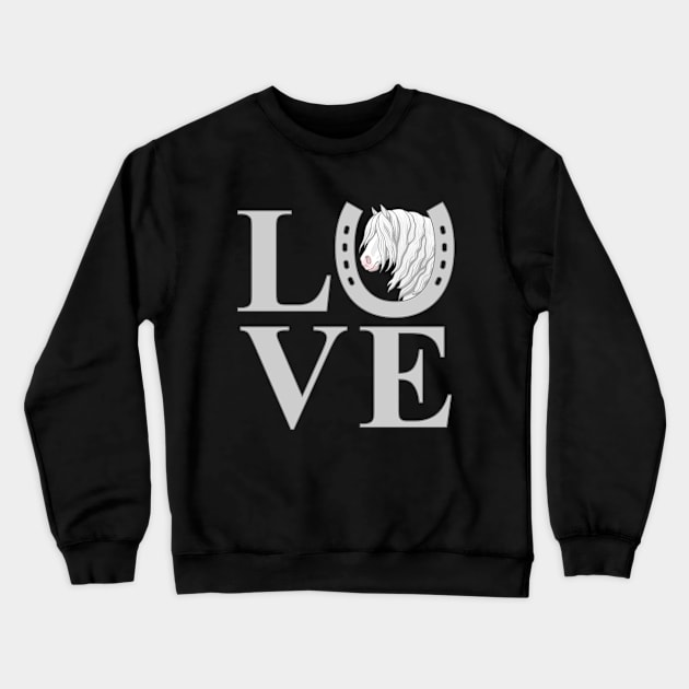 White Gray Gypsy Vanner Draft Horse LOVE Crewneck Sweatshirt by csforest